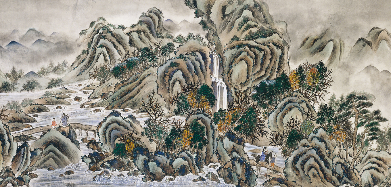 013 何香凝《仿古山水》，1960年