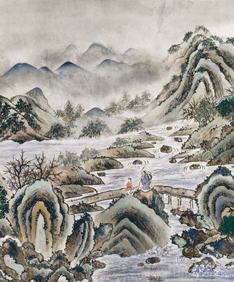 013 何香凝《仿古山水》，1960年