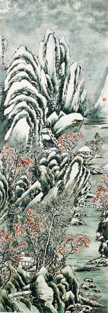 红枫雪景