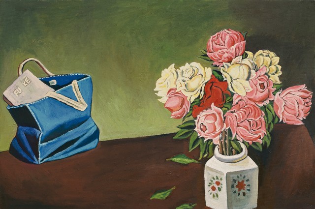 秦琦.皮包中的福柯 Fu Ke in The Portfolio 布面油画 Oil on canvas 100x150cm 2014