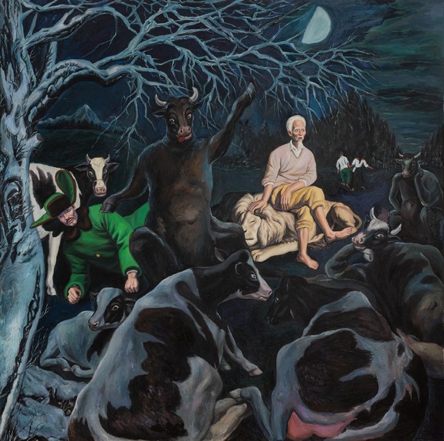 秦琦.半月 Half-Moon 布面油画 Oil on canvas 300x300cm 2019