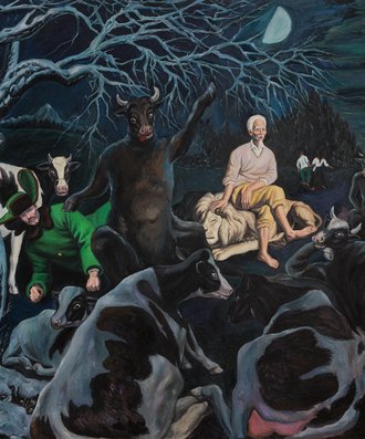 秦琦.半月 Half-Moon 布面油画 Oil on canvas 300x300cm 2019