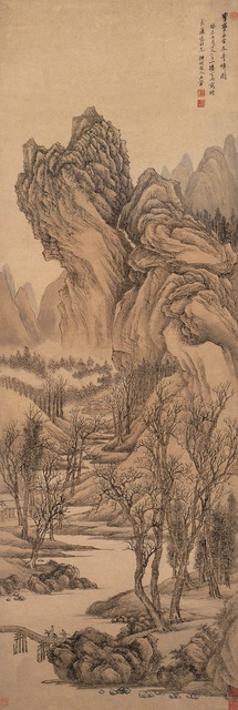 王翚 古木奇峰图 1703年 126.1×42.8cm