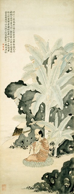 罗聘 芭蕉佛像图 纵七八·五厘米 ，横三〇·七厘米   清末 轴    纸本    墨笔 