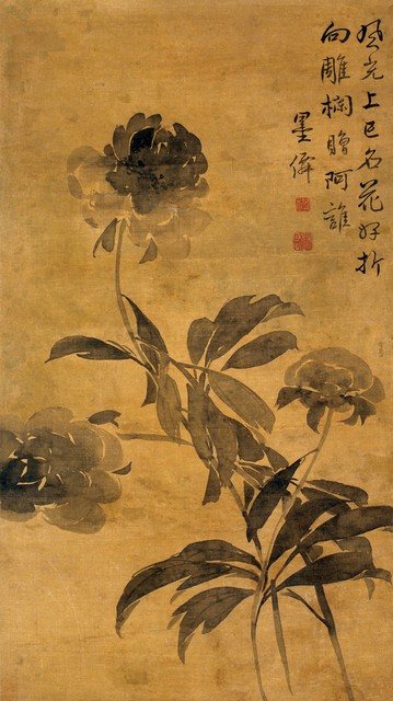 边寿民 上巳名花图 纵七六·二厘米，横四三·五厘米  清 轴    绢本    墨笔 