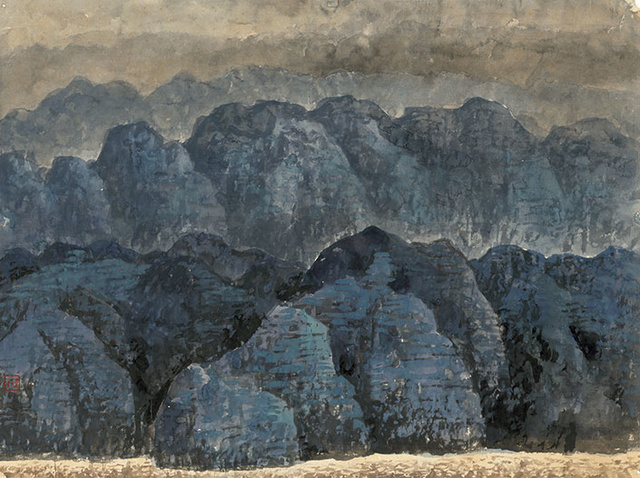 25暮色 纸本水墨设色  46x35cm 1984.