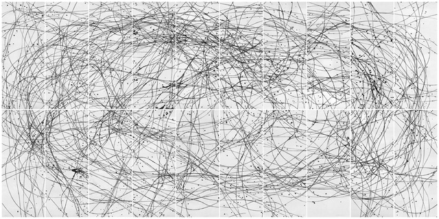 骑走  纸本水墨拓印  1460x730cm  2021