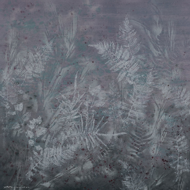 记忆的花园210902  纸本设色拓印 124x124cm 2021
