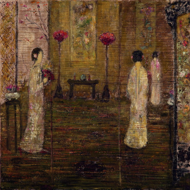 屏风伴椅，朦胧之光，贾鹃丽，布面油彩，80x80cm，2009
