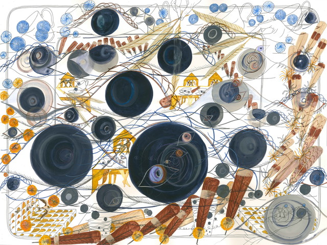 医生说不要揉眼睛 The Doctor Said Don’t Rub Your Eyes,朱丹，纸本水彩和水性笔，46cmx61cm，2022