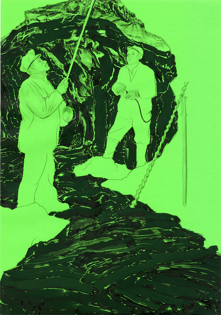 与石头一起工作02_Working with the Stone 02，周霄鹏，纸上绘画，A4，2014-2021