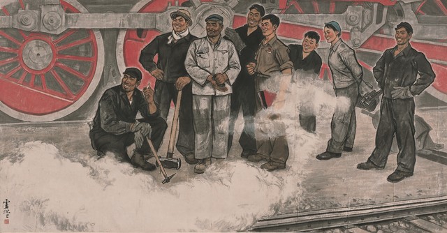 机车大夫 卢沉  纸本设色 135X269cm 1964年 北京画院藏