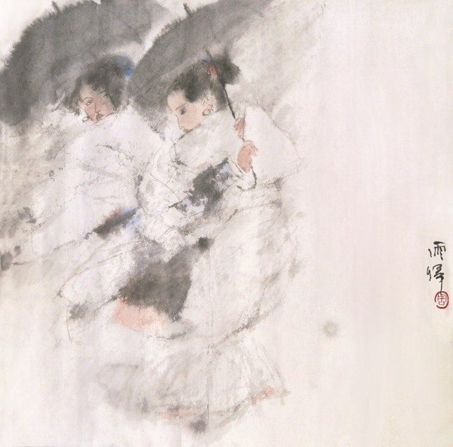 雨归 周思聪 纸本设色 68×69cm 北京画院藏