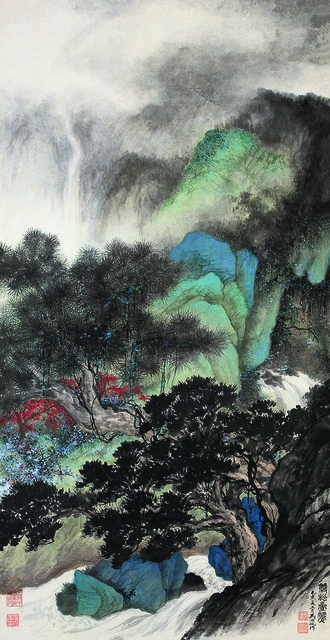 吴湖帆 双松叠翠 133×68.5cm 1959年