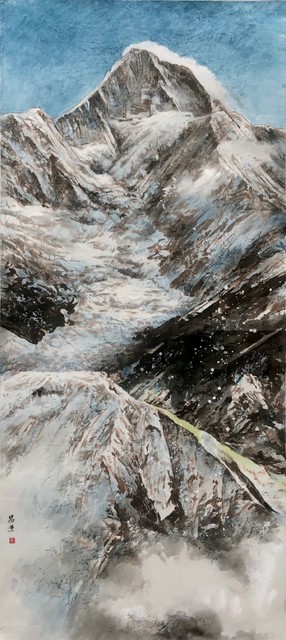 刘昌汉 中華神山(貢嘎山)，水墨，97.8x216cm，2022