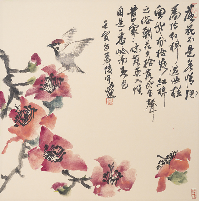 陈俊宇 岭南春色  69×69 纸本设色 2022年