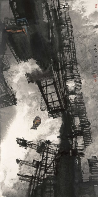 海港巨擘 136&times;68cm 纸本设色 2024年