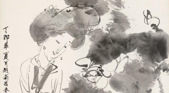 仕女137cm&times;68cm纸本设色1987年大